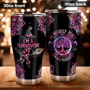 Hologram Witch Survivor - Breast Cancer Awareness Tumbler 0822