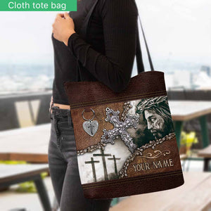Faith Over Fear Christian Cross - Personalized Tote Bag