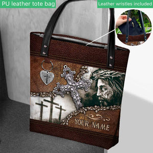 Faith Over Fear Christian Cross - Personalized Tote Bag