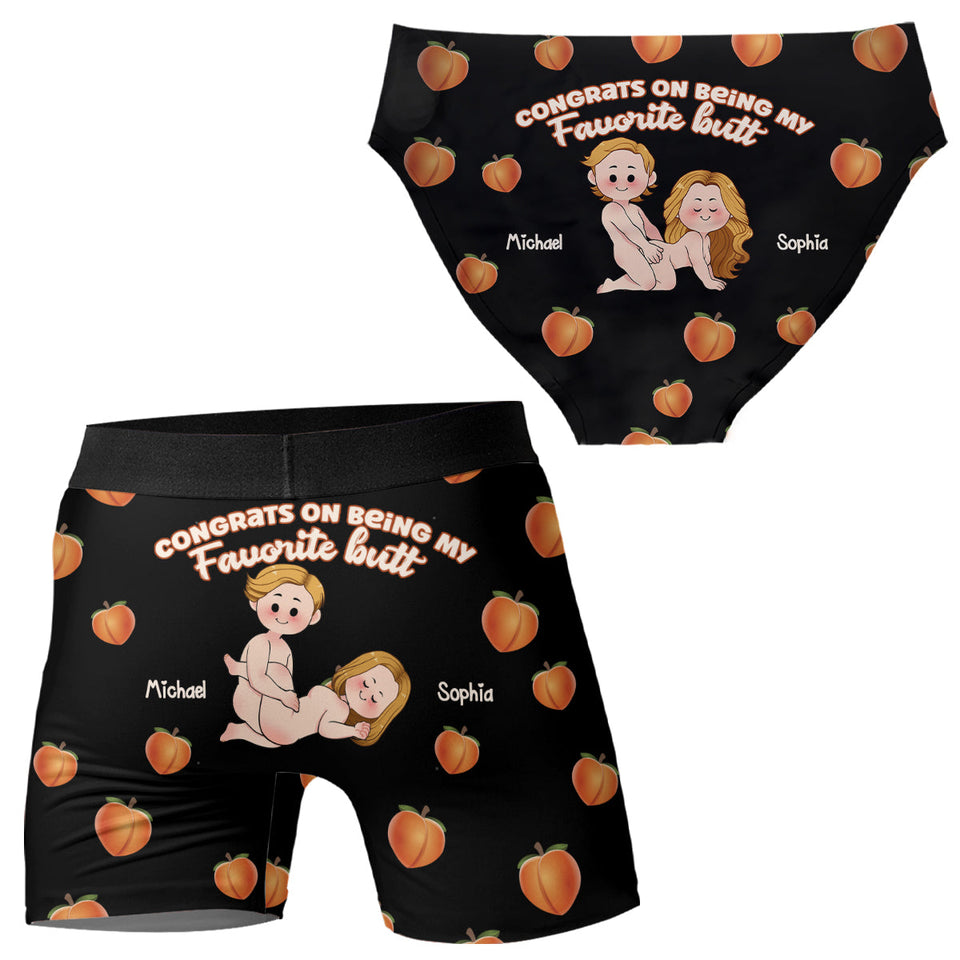 Congrats On Being My Favorite - Personalized Couple Women Briefs & Men Boxer Briefs