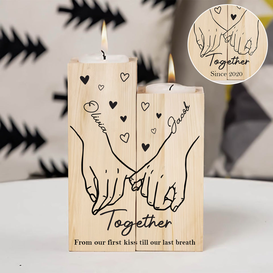 Together From Our First Kiss Till Out Last Breath - Personalized Couple Candle Holder