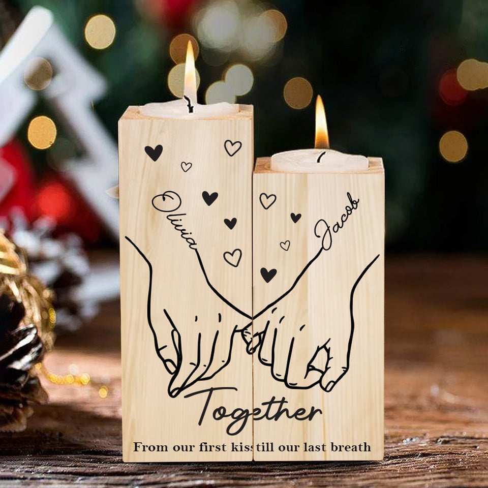 Together From Our First Kiss Till Out Last Breath - Personalized Couple Candle Holder