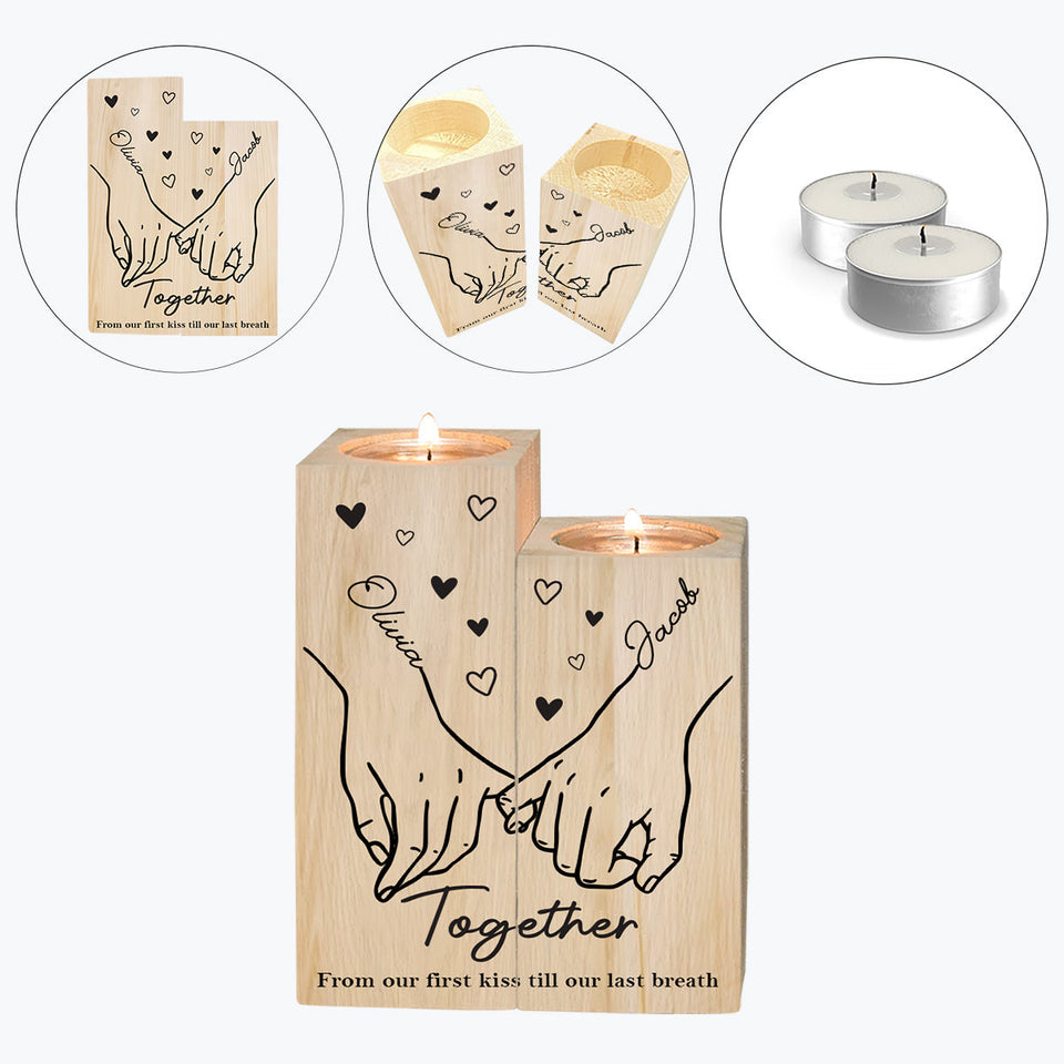 Together From Our First Kiss Till Out Last Breath - Personalized Couple Candle Holder