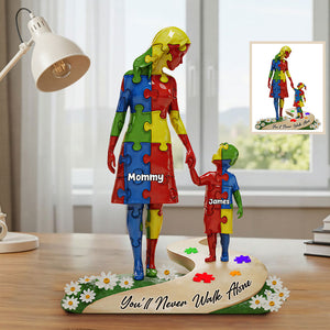 You'll Never Walk Alone - Personalized Autism Awareness Custom Shaped Acrylic Plaque