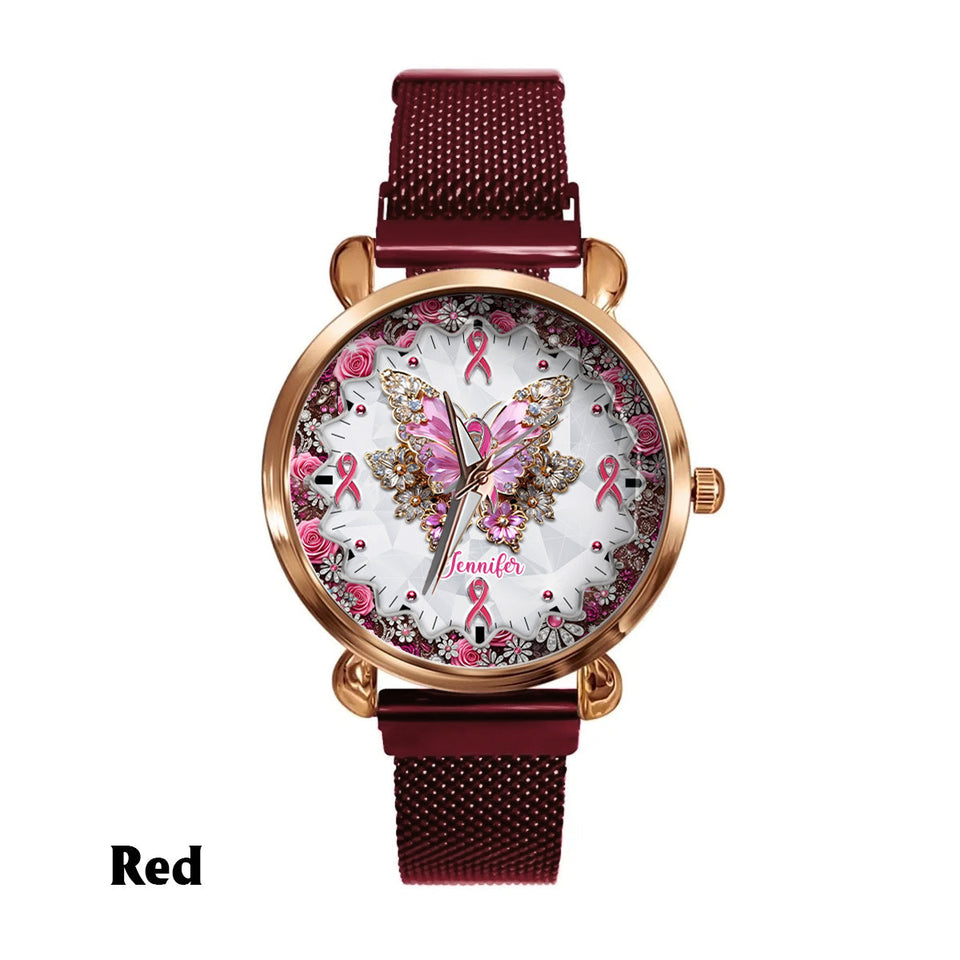 Faith Hope Love - Personalized Breast Cancer Awareness Women Hand Watch