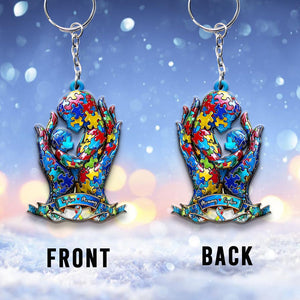 Mom And Kid - Personalized Autism Awareness Keychain