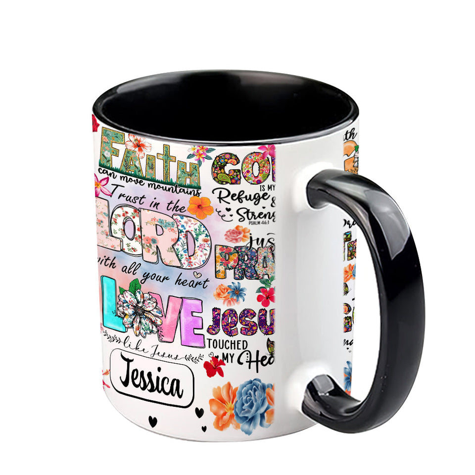 Pray Wait Trust - Personalized Christian Accent Mug