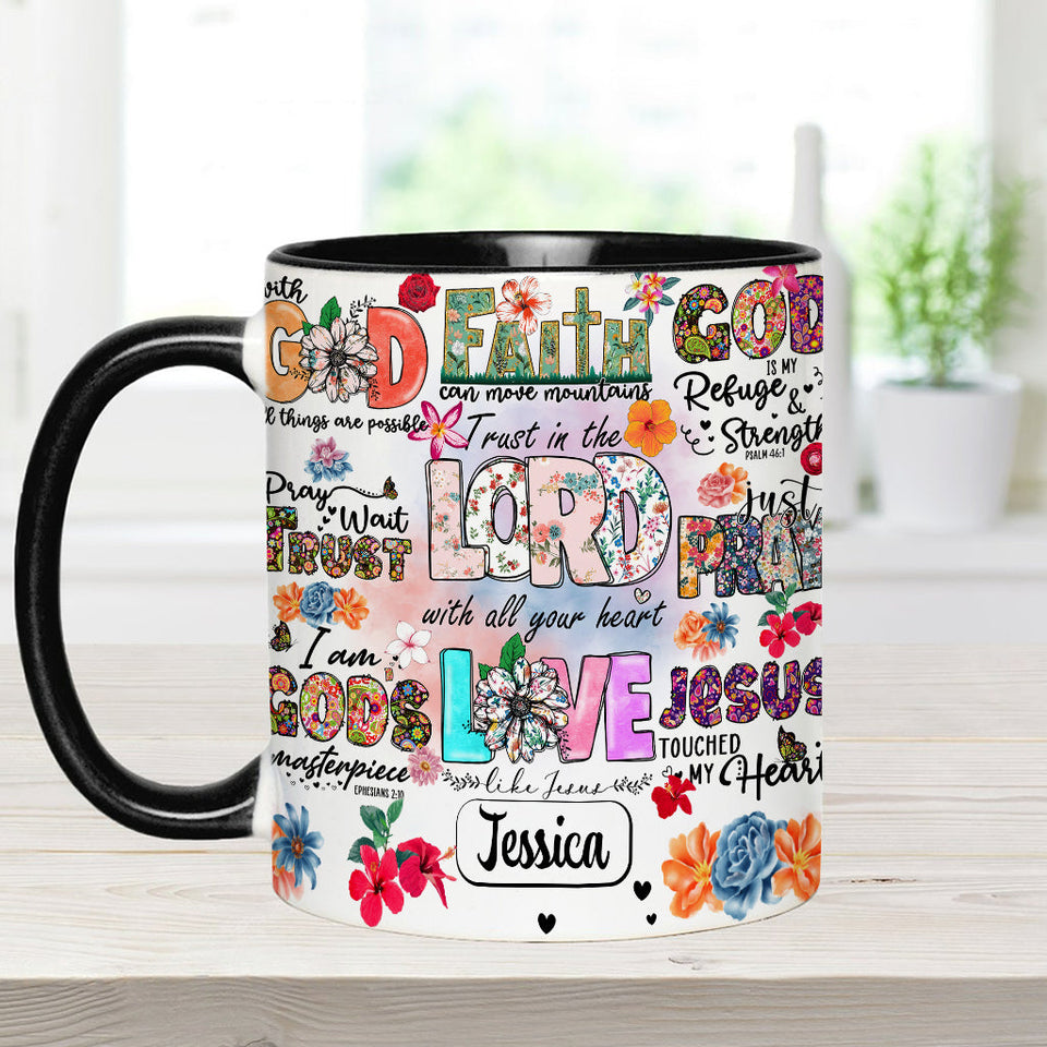 Pray Wait Trust - Personalized Christian Accent Mug