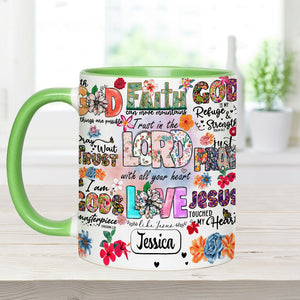 Pray Wait Trust - Personalized Christian Accent Mug