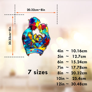 Autism Family Hugging - Personalized Autism Awareness Window Hanging Suncatcher Ornament