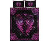 Faith Hope Love Breast Cancer Awareness  Quilt Set 0622