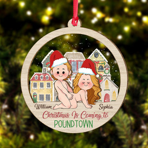 Christmas is Coming to Poundtown - Personalized Couple Layers Mix Ornament