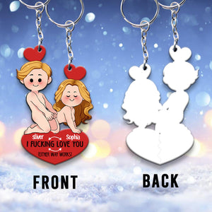 I Love You - Personalized 3 Layered & 1 Layered Couple Keychain