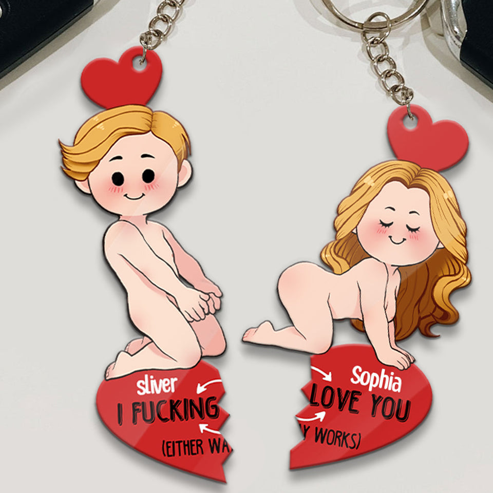 I Love You - Personalized 3 Layered & 1 Layered Couple Keychain