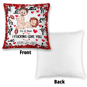 I Love You - Personalized Couple Sequin Pillow Cover