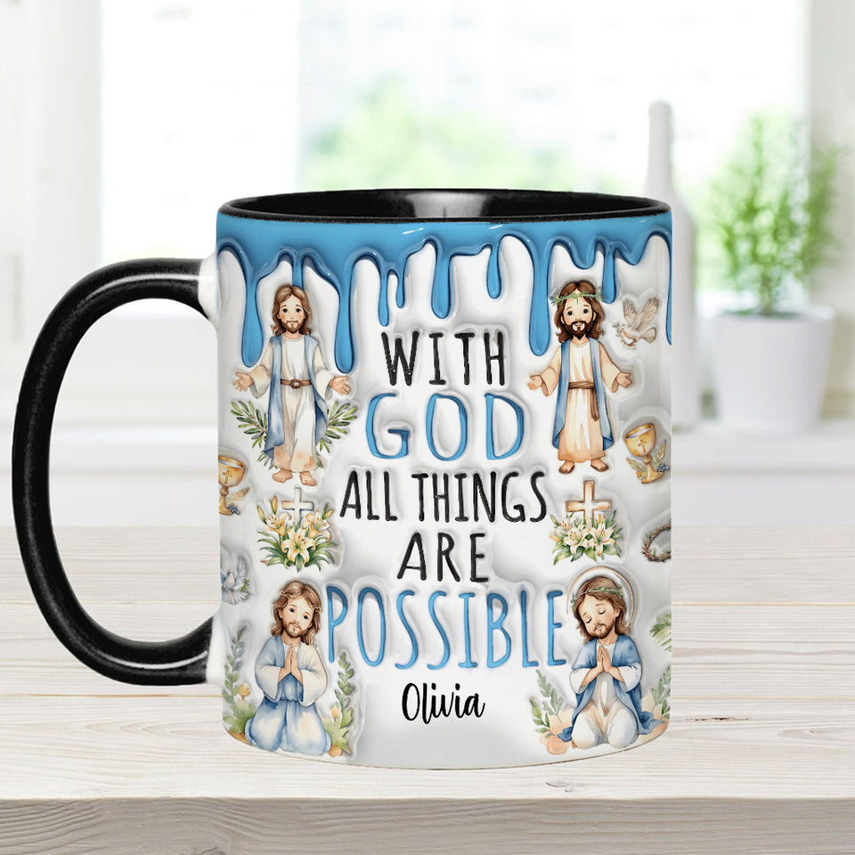 With God All Things Are Possible - Personalized Christian Accent Mug