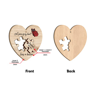 A Piece Of My Heart Lives In Heaven - Personalized Memorial 2 Layered Piece Ornament