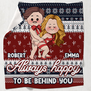 Always Happy To Be Behind You - Personalized Couple Blanket