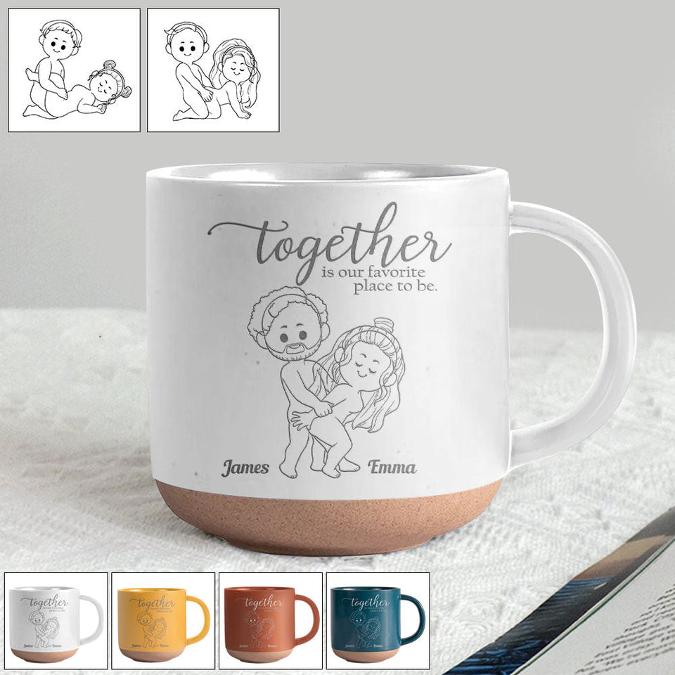 I Love You - Personalized Couple Engraved Pottery Mug