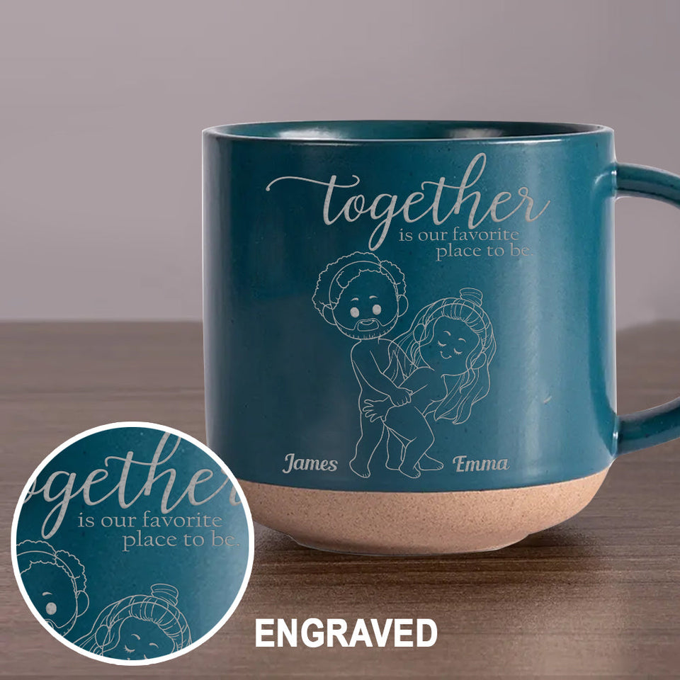 I Love You - Personalized Couple Engraved Pottery Mug