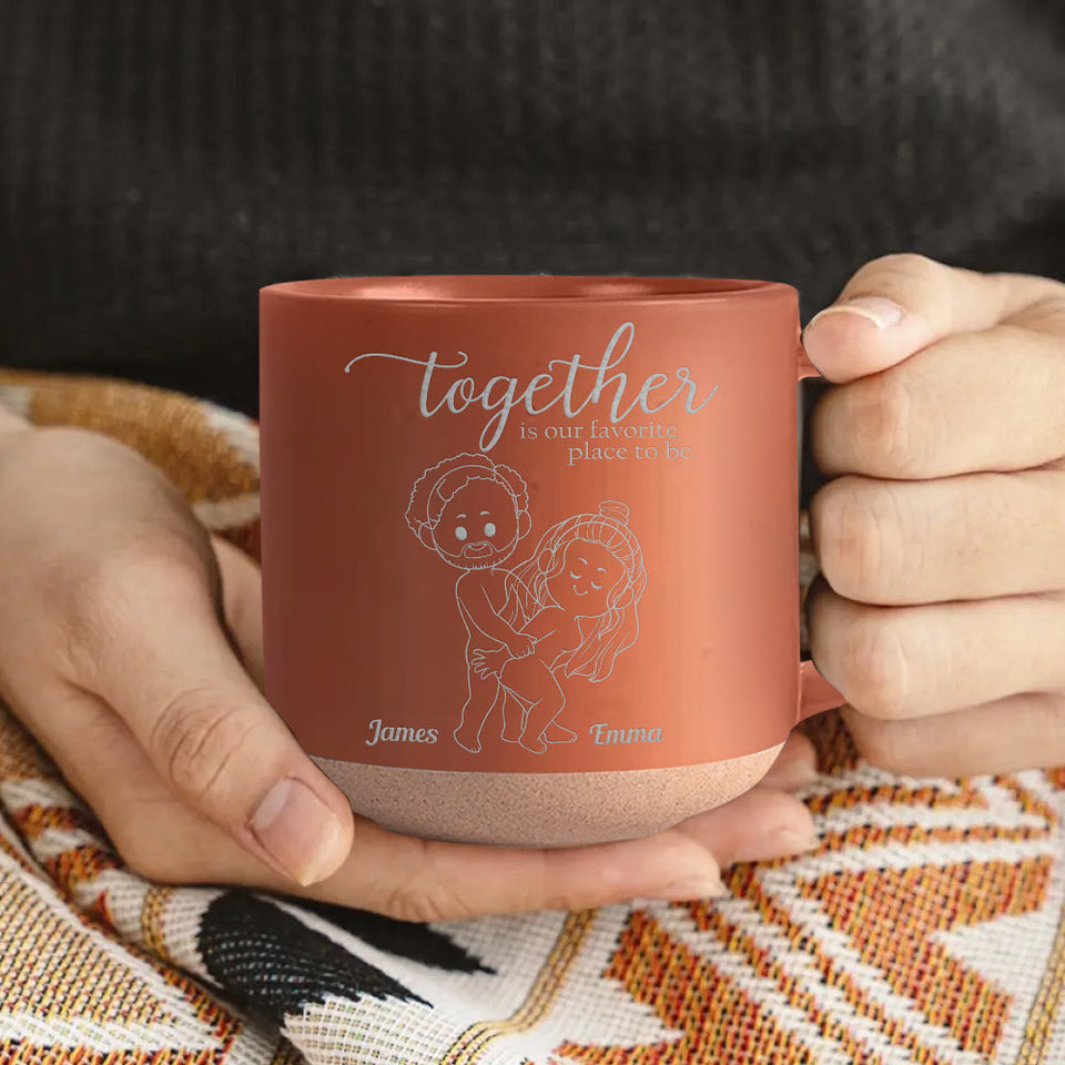 I Love You - Personalized Couple Engraved Pottery Mug