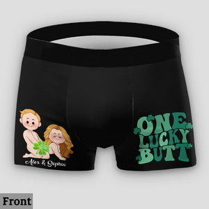 One Lucky Butt Lucky Clover Shamrock Naughty - Personalized Couple Lace Border Women Briefs And Men’s Boxer Briefs