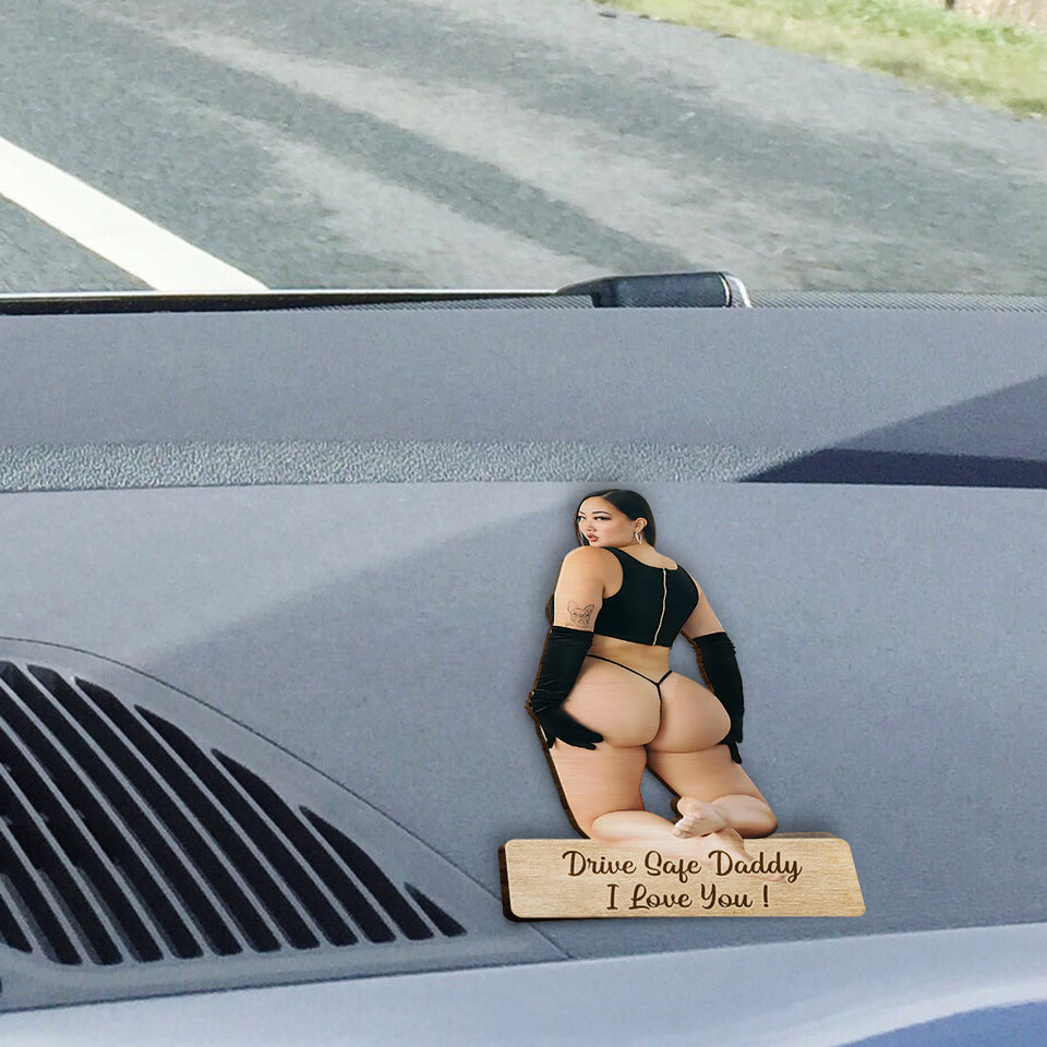 Drive Safe Daddy - Personalized Couple Shaped Car Visor Clip