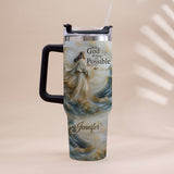 With God All Things Are Possible - Personalized Christian Tumbler With Handle
