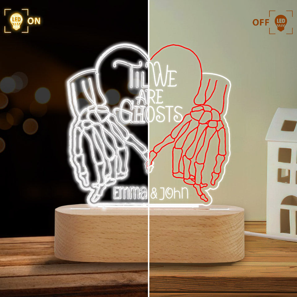 Til We Are Ghost - Personalized Couple Shaped Plaque Light Base