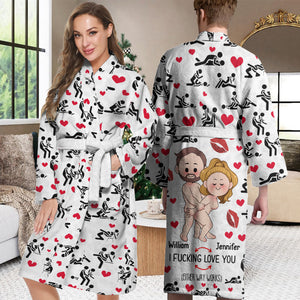 I Love You - Personalized Couple Pajama Kimono Robe