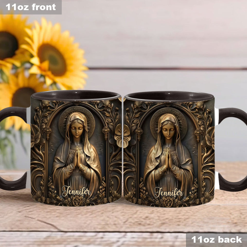 Vintage Virgin Mary - Personalized Christian Accent Mug