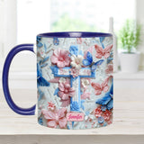 Believe Pink And Blue Butterflies - Personalized Christian Accent Mug