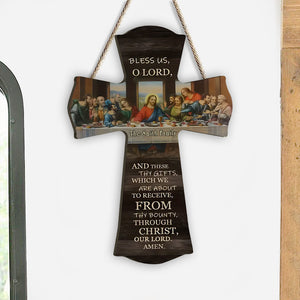 Bless Us O Lord - Personalized Christian Custom Shaped Wood Sign