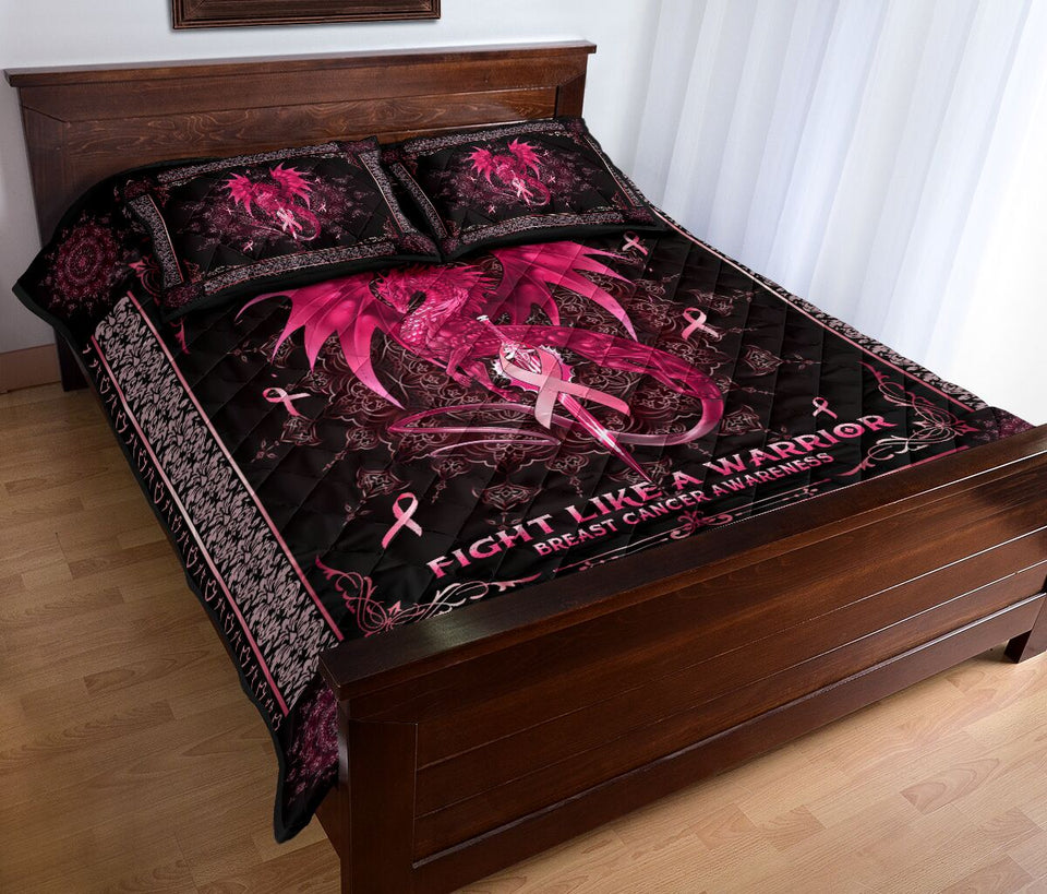 Fight Like A Warrior Breast Cancer Awareness  Quilt Set 0622