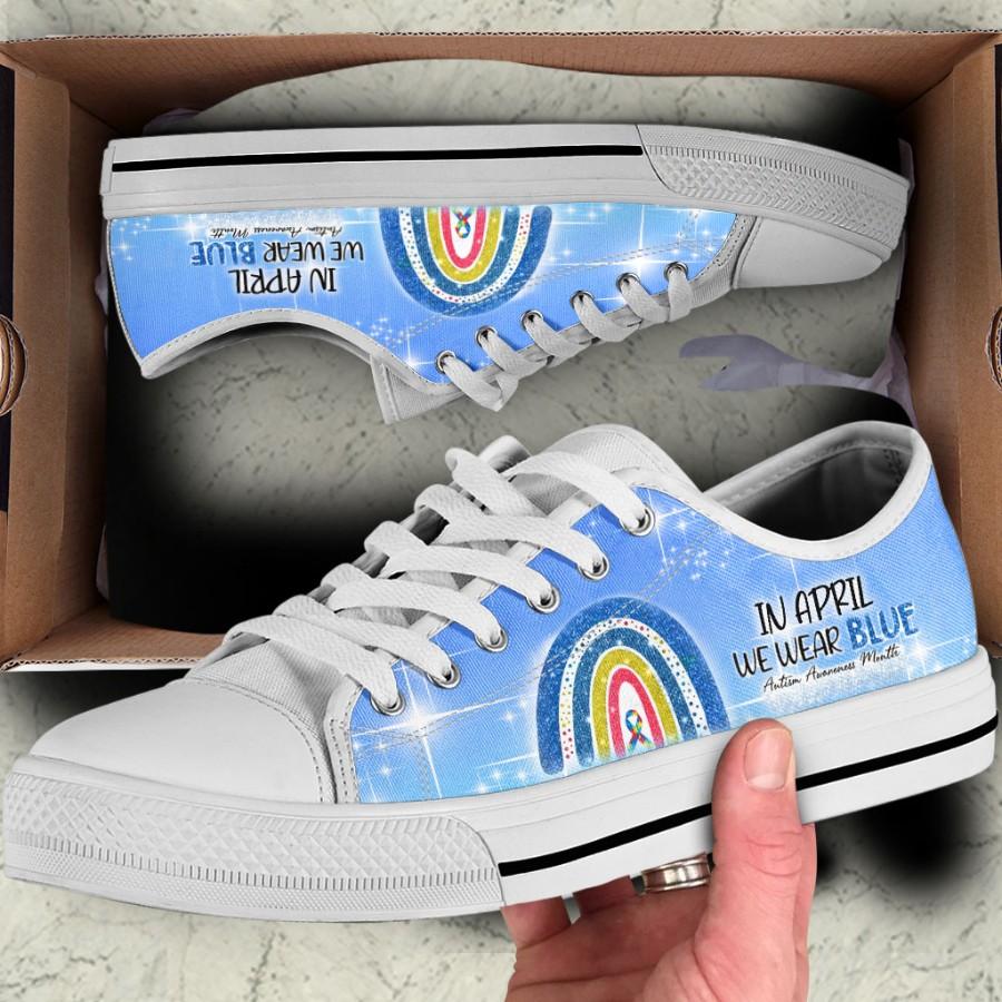 In April We Wear Blue - Autism Awareness Low Top Shoes 0921