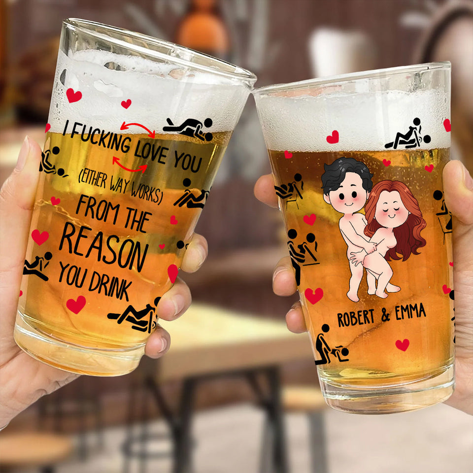 I Love You - Personalized Couple Beer Glass