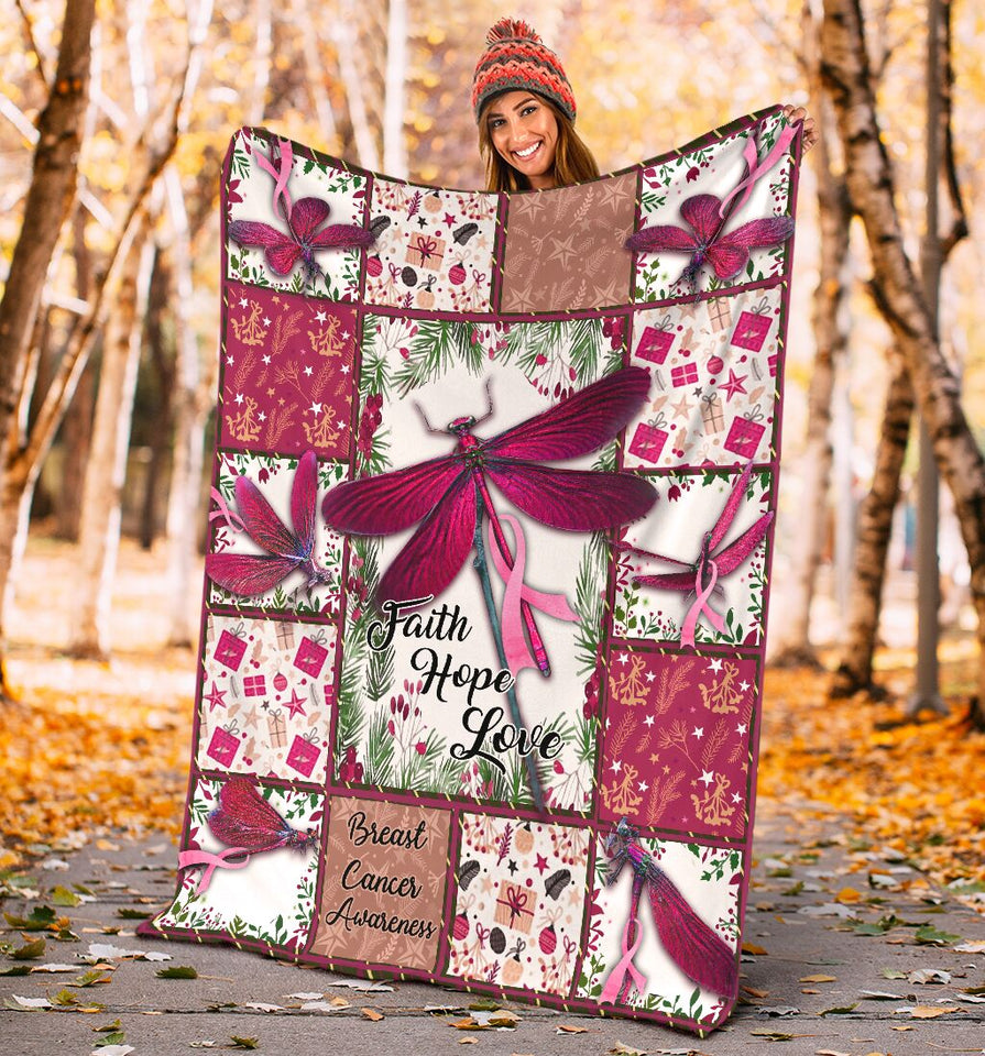 Faith Hope Love Breast Cancer Awareness Blanket 0622