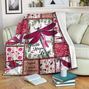 Faith Hope Love Breast Cancer Awareness Blanket 0622