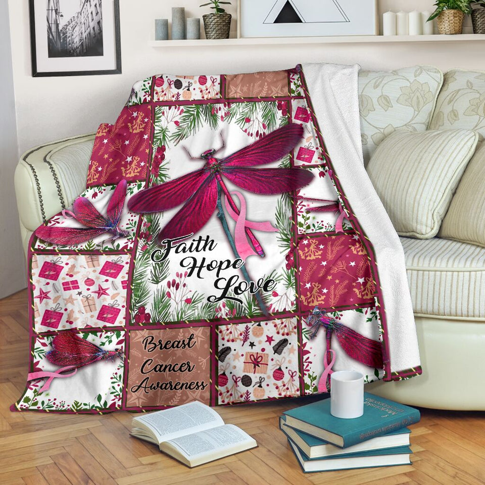 Faith Hope Love Breast Cancer Awareness Blanket 0622