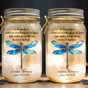 A Dragonfly To Remind Me Of You - Personalized Memorial Mason Jar Light