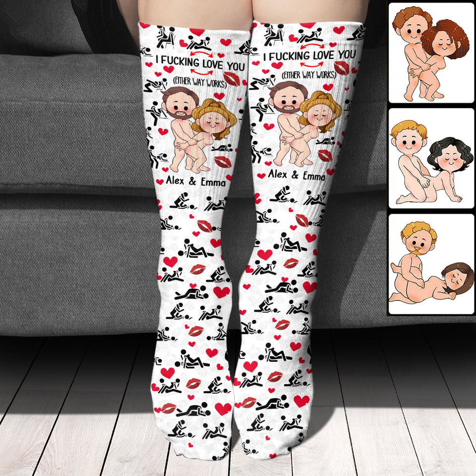 I Love You - gift for husband, wife, boyfriend, girlfriend - Personalized Socks