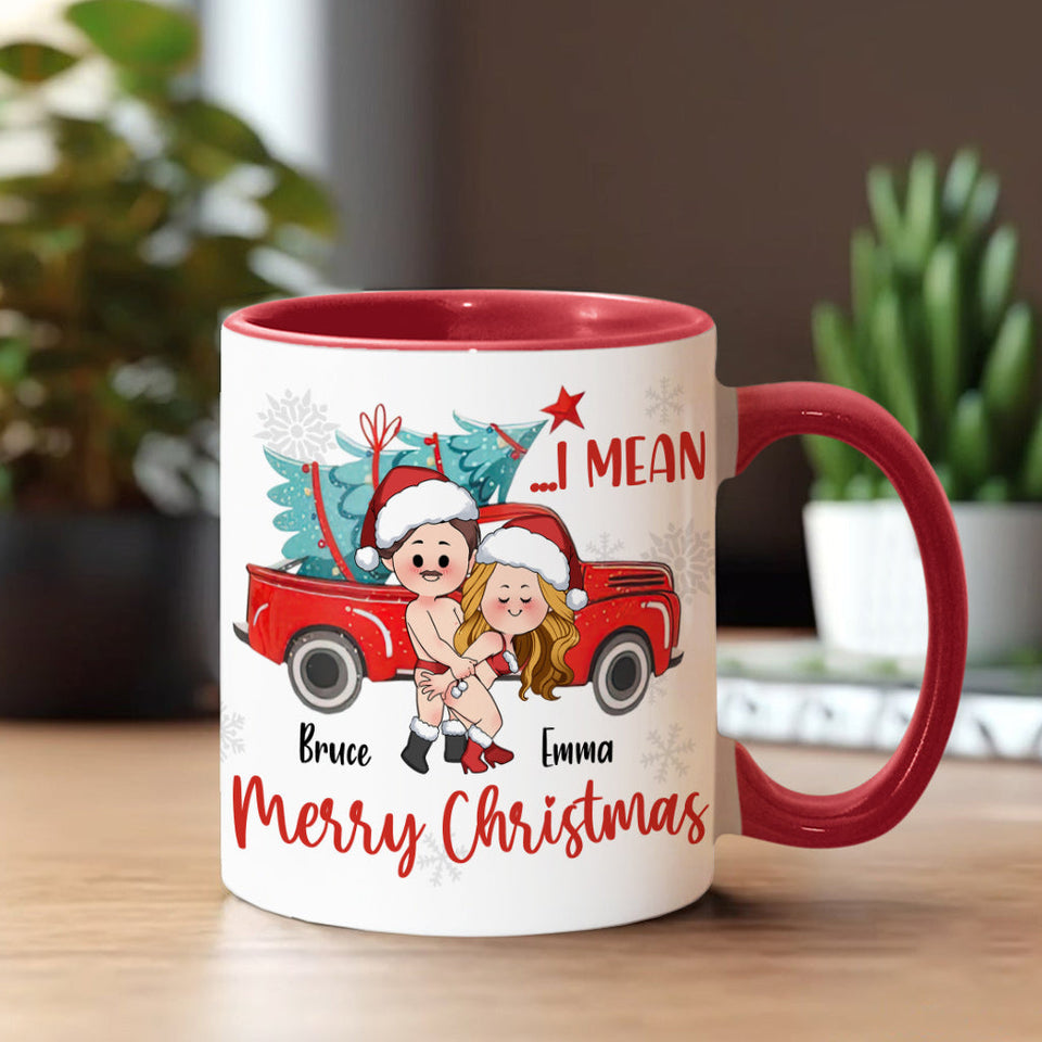 Bend Me Over I Mean Merry Christmas - Personalized Couple Accent Mug