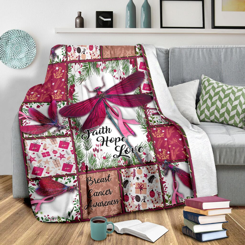 Faith Hope Love Breast Cancer Awareness Blanket 0622
