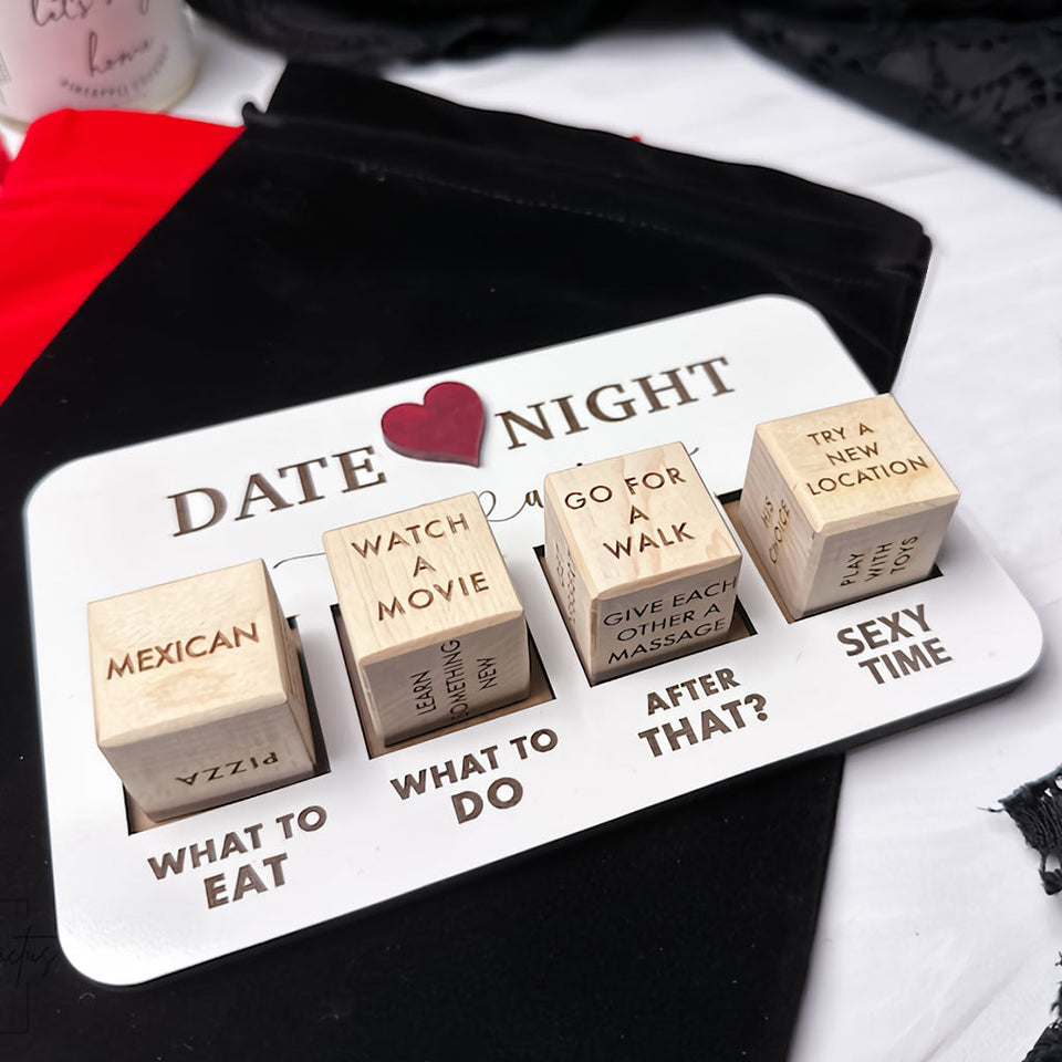 Date Night Dice - gift for husband, wife, girlfriend - Personalized Wooden Dice