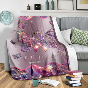 Faith Hope Love Breast Cancer Awareness Blanket 0622