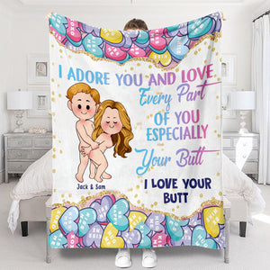 I Adore You And Love Every Part Of You - Personalized Couple Blanket