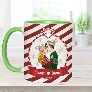 First Christmas Engaged - gift for boyfriend, girlfriend - Personalized Accent Mug