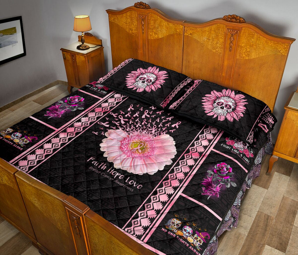Fight Like A Girl Breast Cancer Awareness  Quilt Set 0622