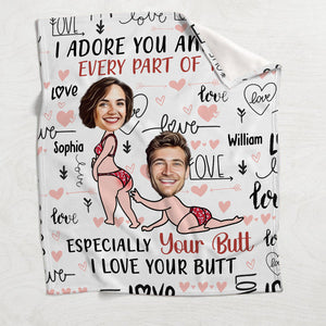 I Adore You And Love Every Part Of You Custom Face Upload Image - Personalized Couple Blanket