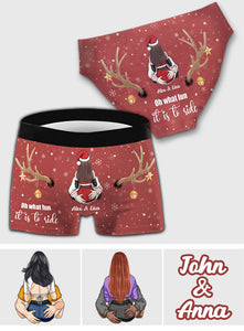 Oh what fun it is to ride - Personalized Couple Women Briefs & Men Boxer Briefs